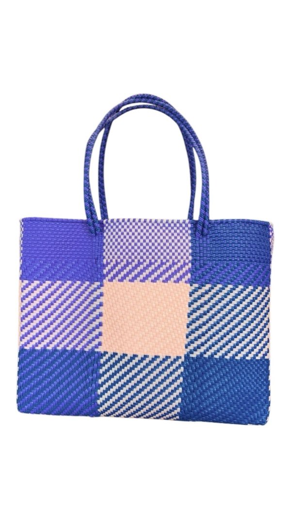 Bolsa cuadros diferentes azules