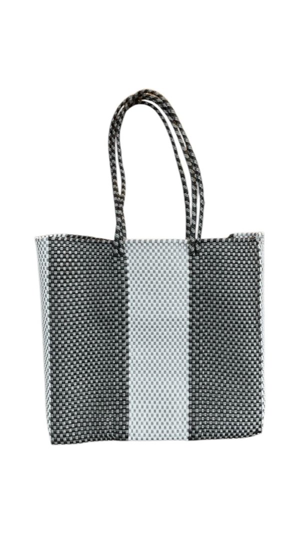 Bolsa rayas grandes negras con blanco