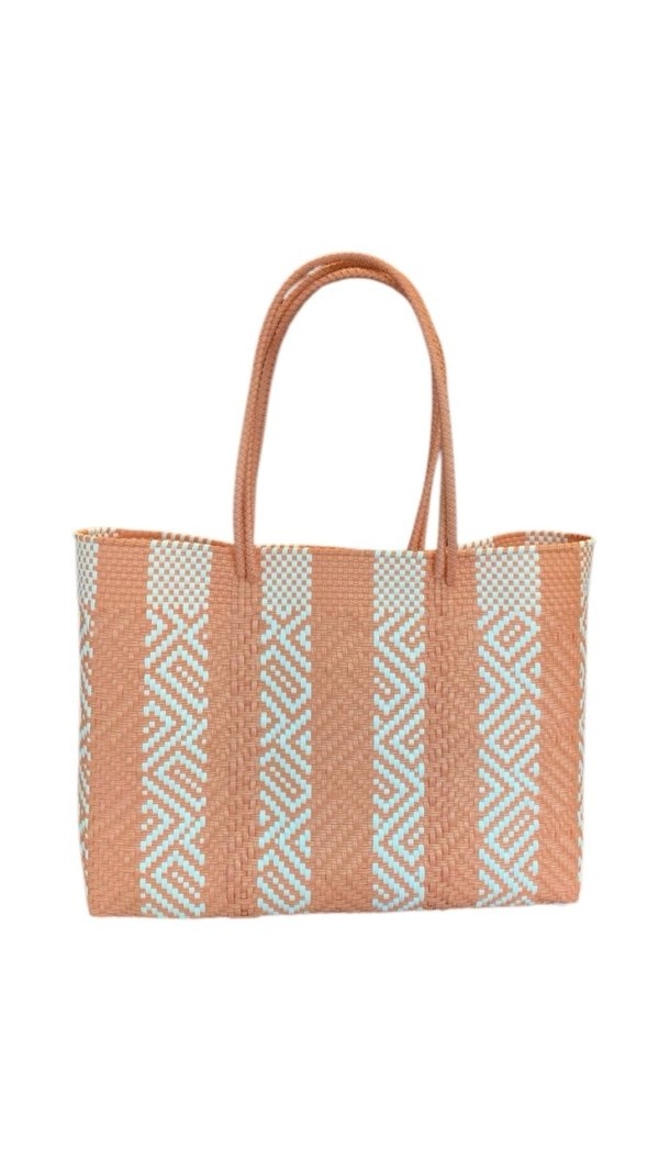 Bolsa rayas melon con celeste claro