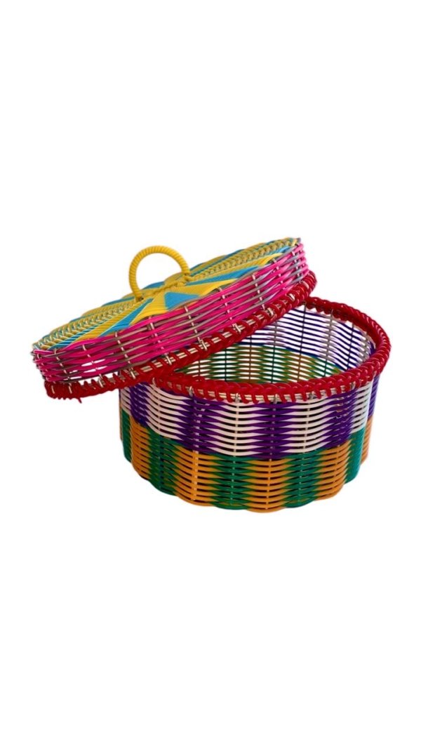 Tortilleros cuadro morado, blanco, verde y amarillo
