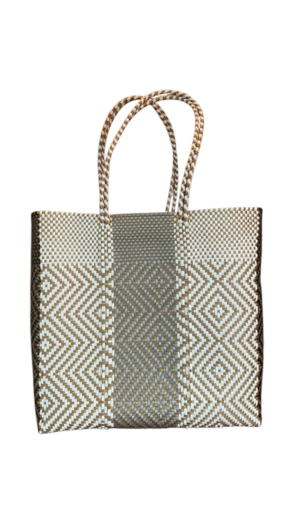 Bolsa de rombos colores caf?, caf? claro y blanco