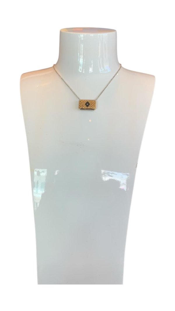 Collar mini rectángulo mostaza