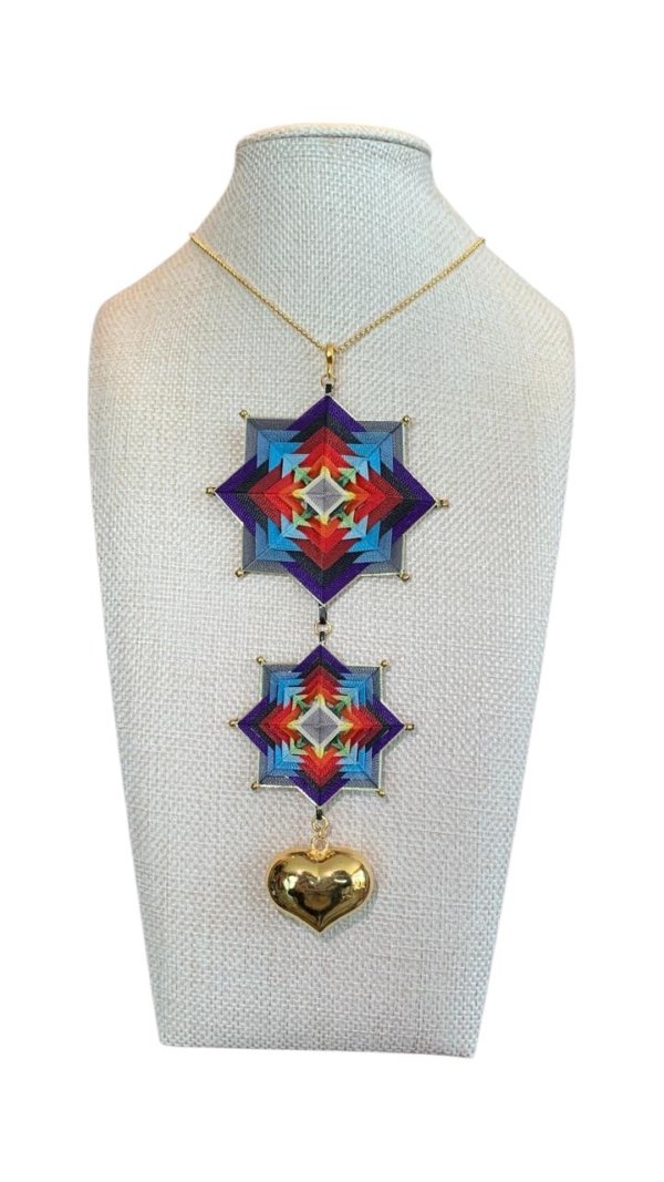Collar doble estrella con corazón dorado