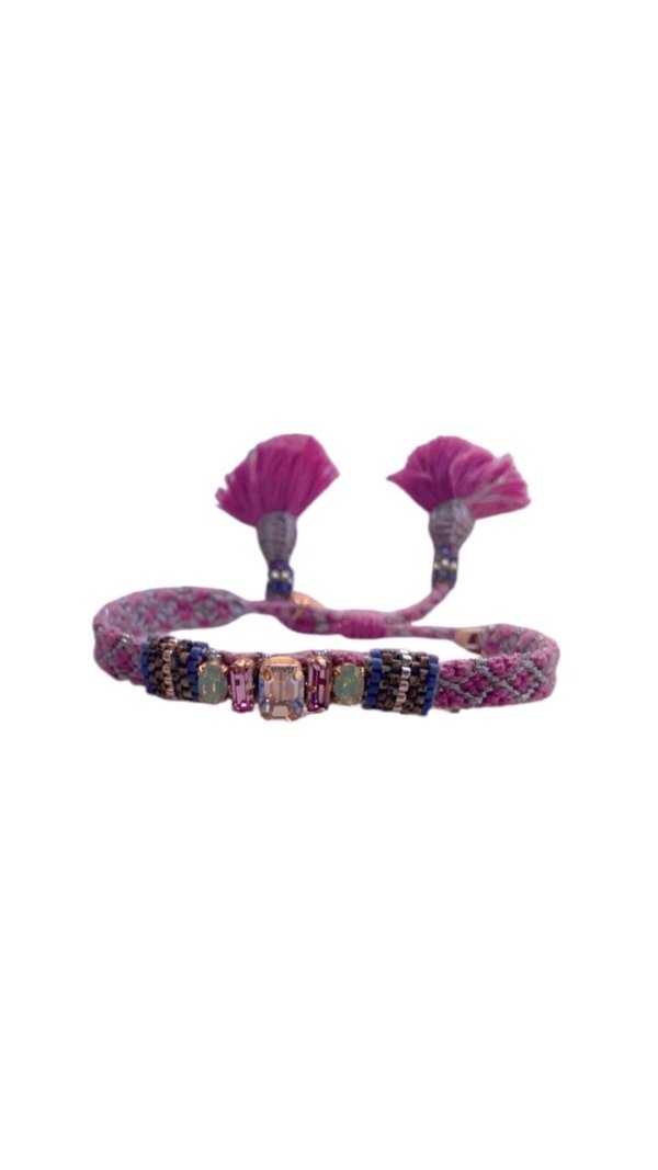 Pulsera tejida azul con Swarovski