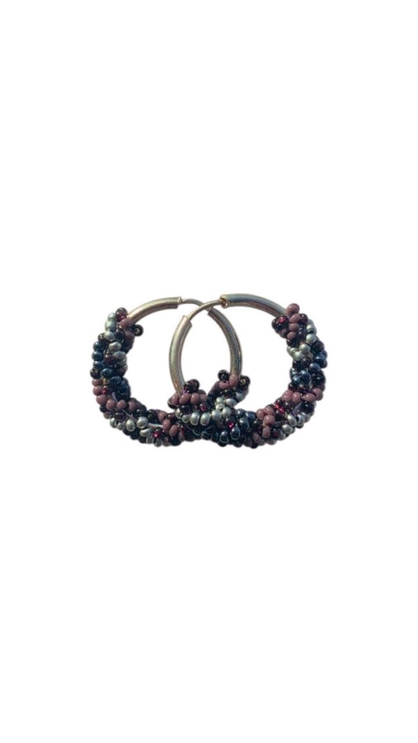 Aretes argolla con chaquira