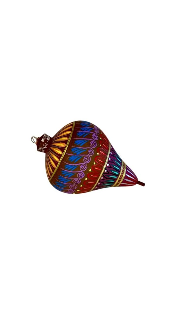 Trompo color caf? con amarillo, azul, morado y rojo