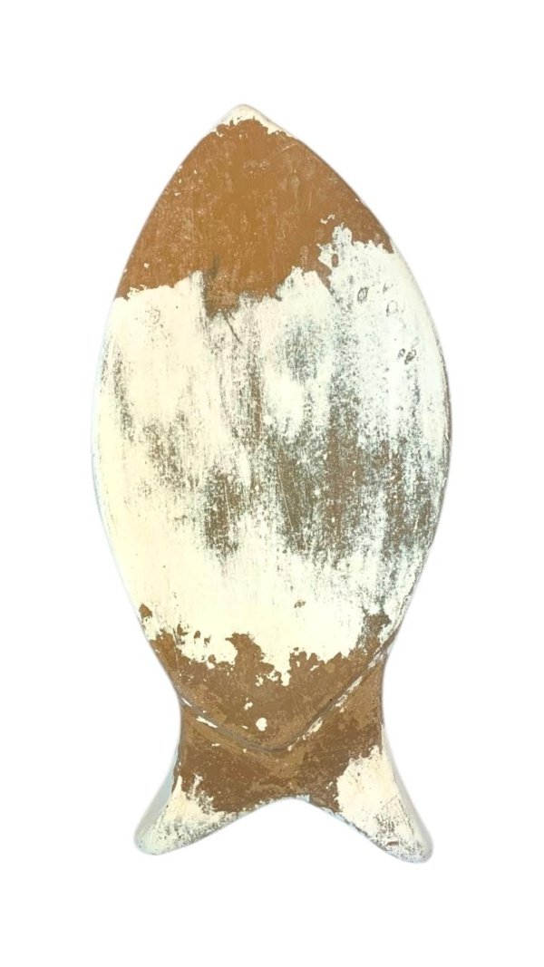 Figura de pez color beige con café