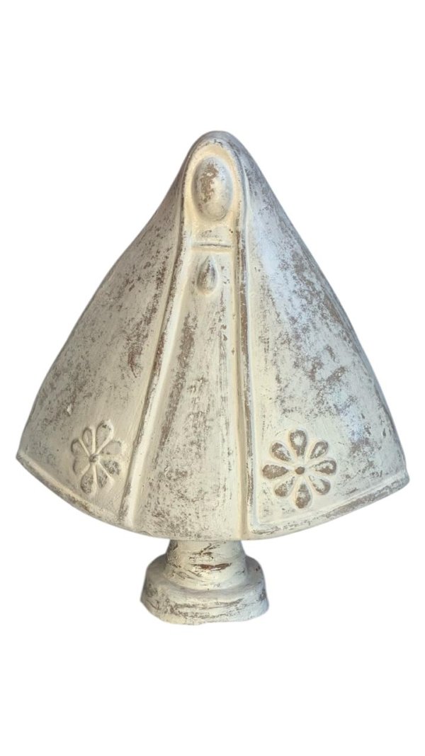 Figura de virgen color beige con caf? grande