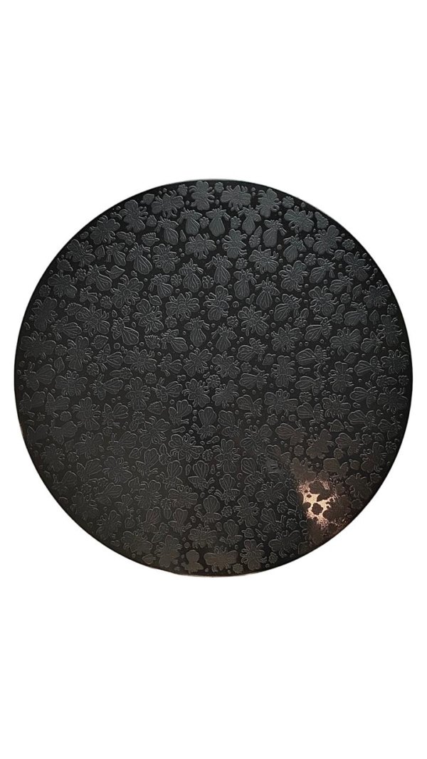 Plato giratorio (lazy susan) color negro con figuras de mariposa