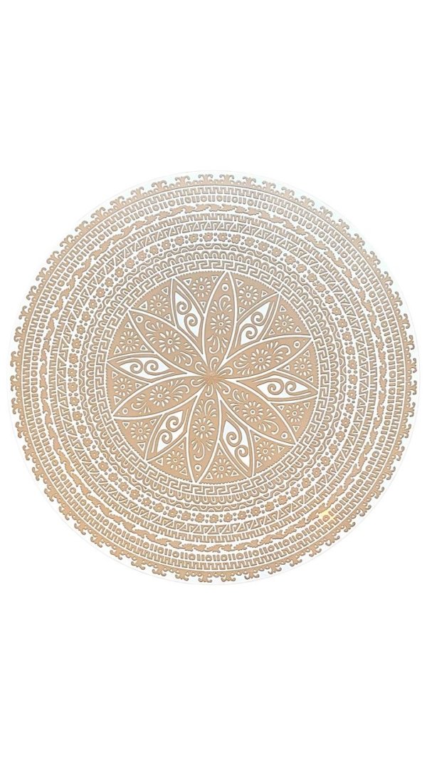 Plato giratorio (lazy susan) color café claro con beige con flores