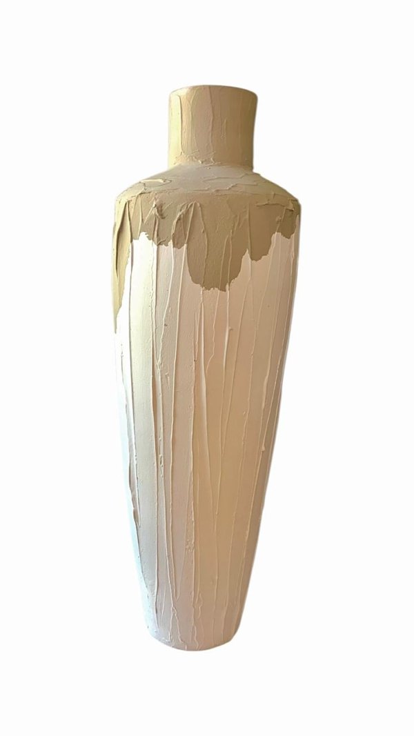 Set 2 jarrones color beige con café claro