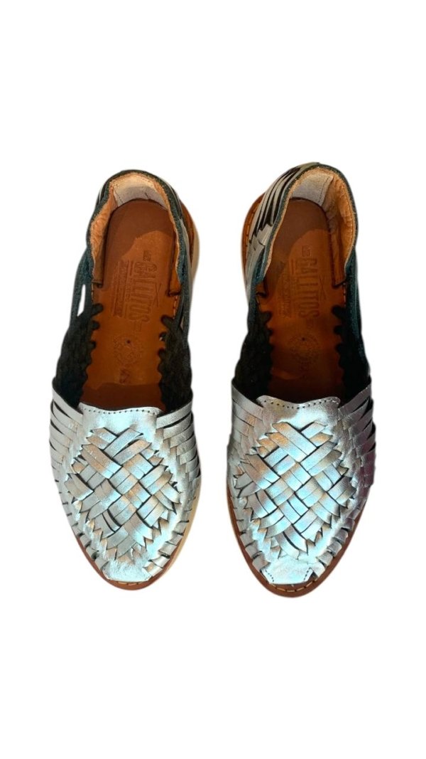 Huaraches plata metálico