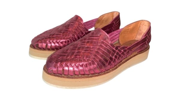 Huaraches rosa metálico