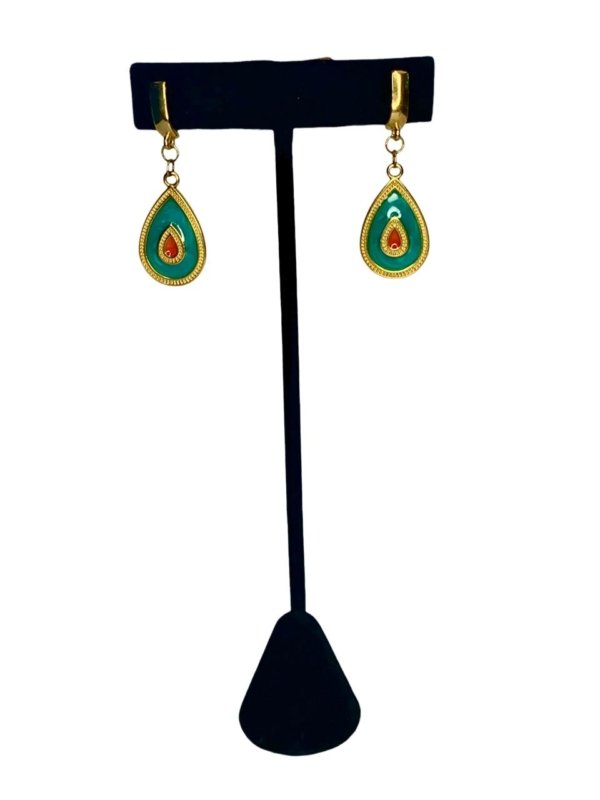 Aretes Daniel Espinosa — Lágrimas turquesa con centro coral
