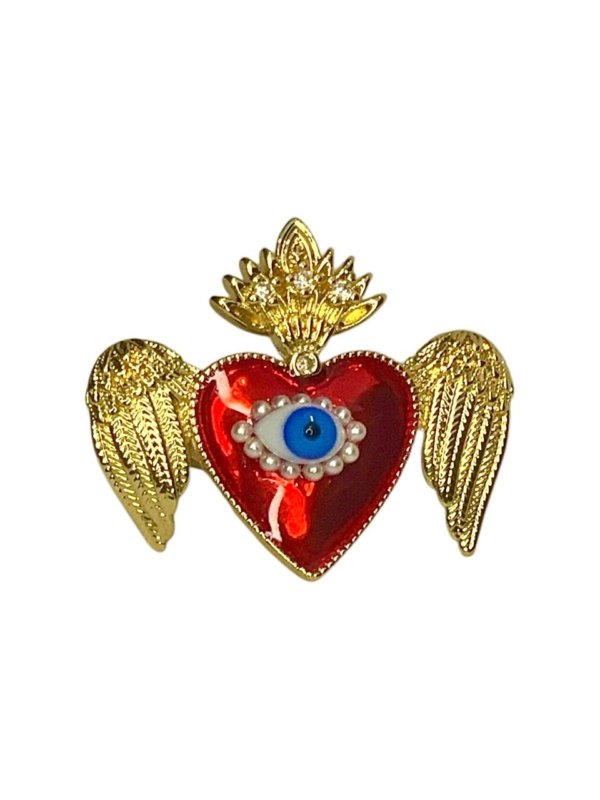 Anillo Daniel Espinosa — Corazón alado con ojo protector