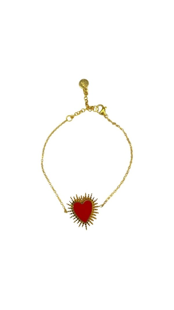 Pulsera Daniel Espinosa — Corazón rojo en halo de fuego